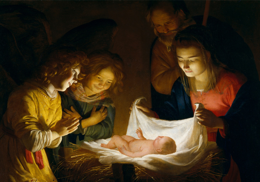 Die Anbetung des Kindes 1619-20 von Gerrit van Honthorst (1590-1656), Foto: ARTOTHEK Die Anbetung des Kindes 1619-20 von Gerrit van Honthorst (1590-1656), Foto: ARTOTHEK